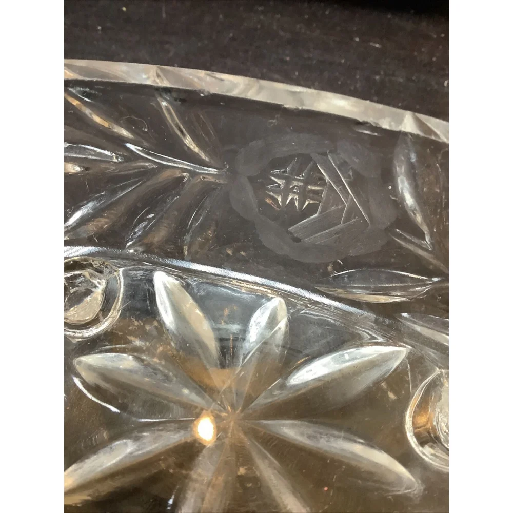 Vintage Crystal Ashtray Brilliant Cut Glass Footed Cigarette Smoking 4.5x 2x 2”